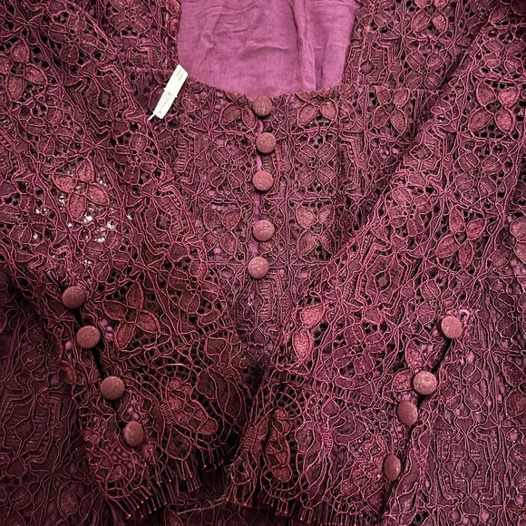 NWT Free People HONEY HONEY Lace Long Sleeve Minidress in Potent Purple - Size 4 - Picture 7 of 12